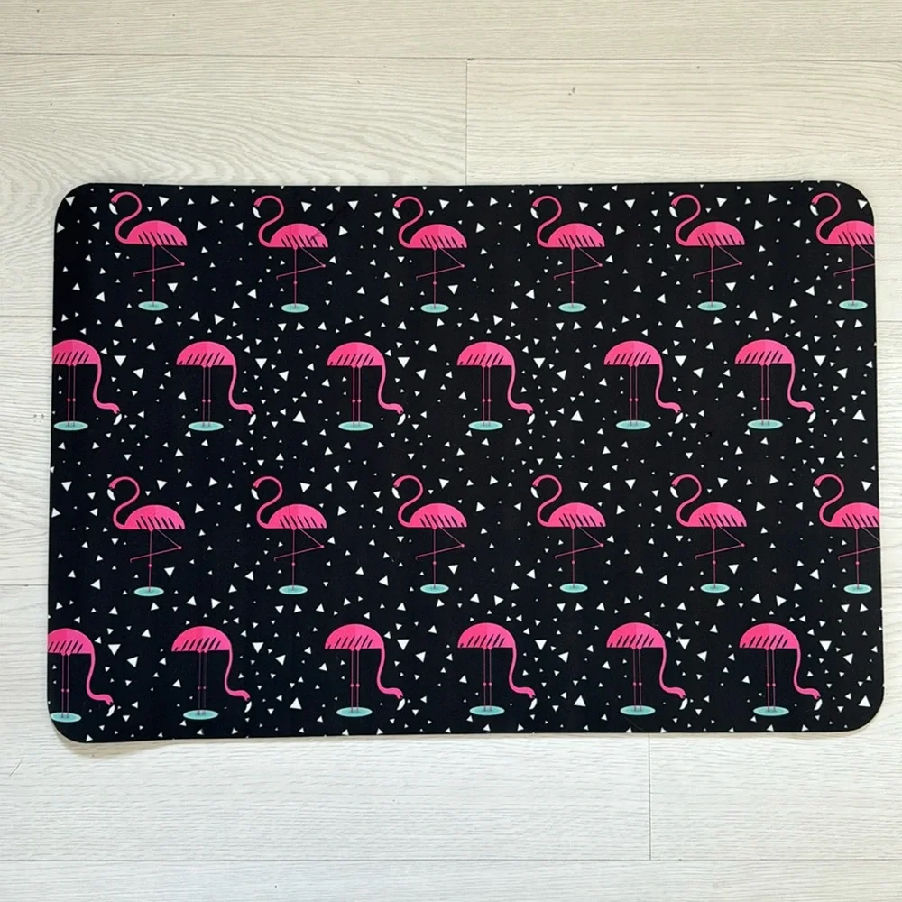 Pink Flamingo Mat Door Patio Rubber Pink Black New